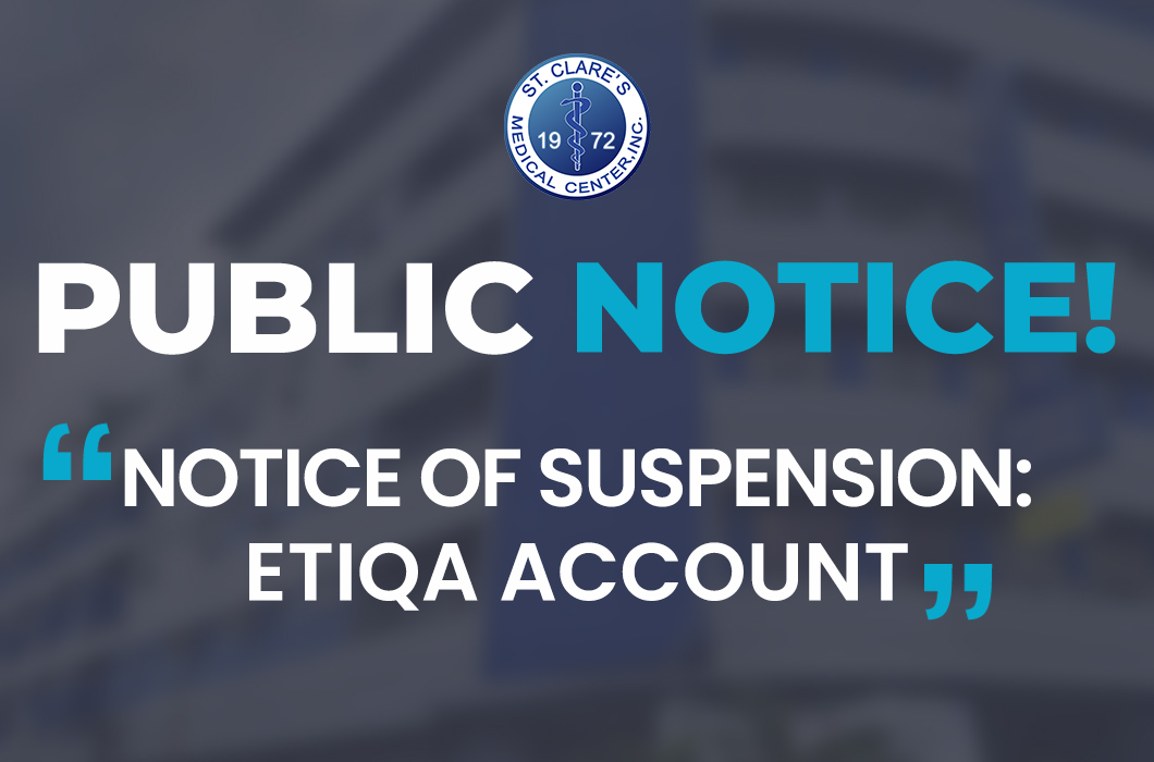 NOTICE OF SUSPENSION: ETIQA ACCOUNT